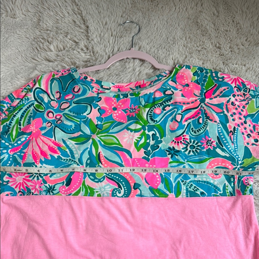 Lilly Pulitzer Blue and Pink Graphic Long Sleeve Blouse - Picture 4 of 6